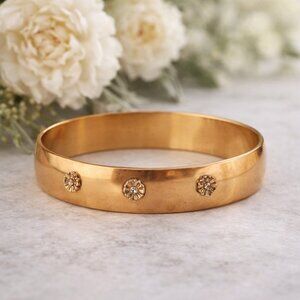Solid Copper Cuff Bracelet Floral Studs Adjustable Boho Vintage Style